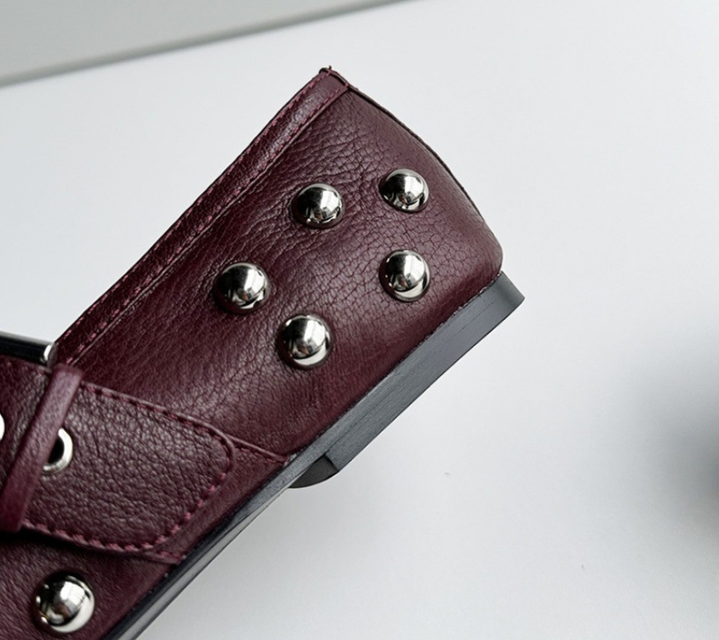 Women'S Shoes Burgundy - Dave&di Yaz Minimalist Koyun Derisi Perçin