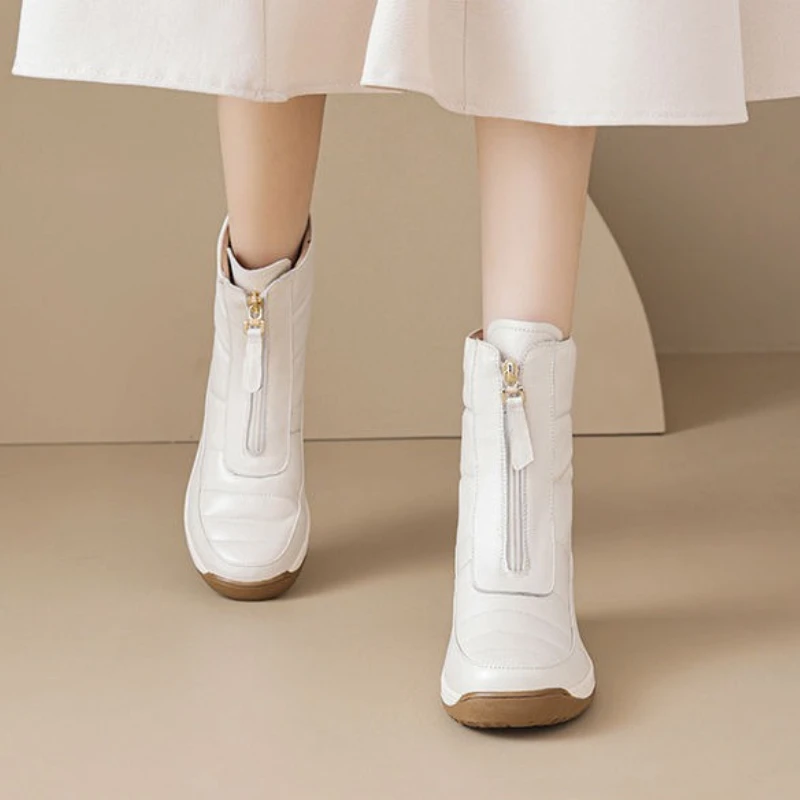 Women'S Shoes Trending 2025 - Patik Yuvarlak Burunlu Su Geçirmez Fermuarlı