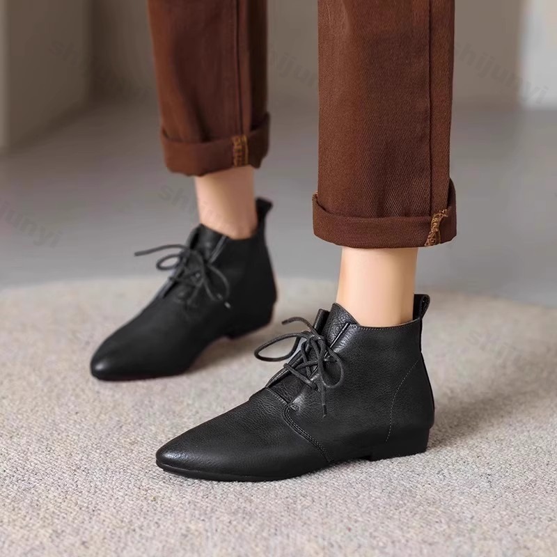 Women'S Shoes Trending 2025 - Kadın Kısa Botlar 2025 Deri Yeni