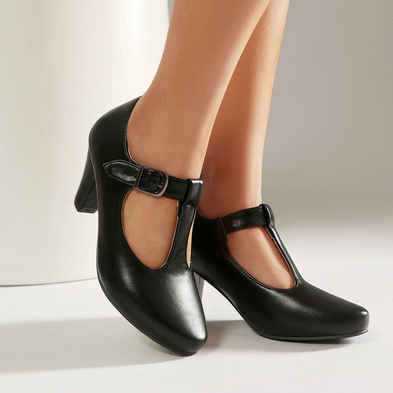 Women'S Xti Shoes - Bayan T-Askılı Mary Jane Ayakkabı Blok