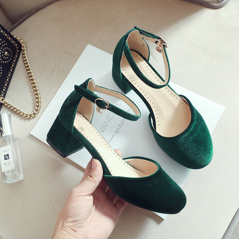 Women'S Shoes Burgundy - Kadife Yeşil Bordo Kapalı Burunlu Kadın