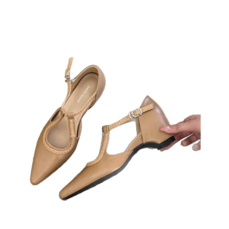 Women'S Shoes Burgundy - 2026Will&Zest Sarı T-Askılı Rugan Deri Drag