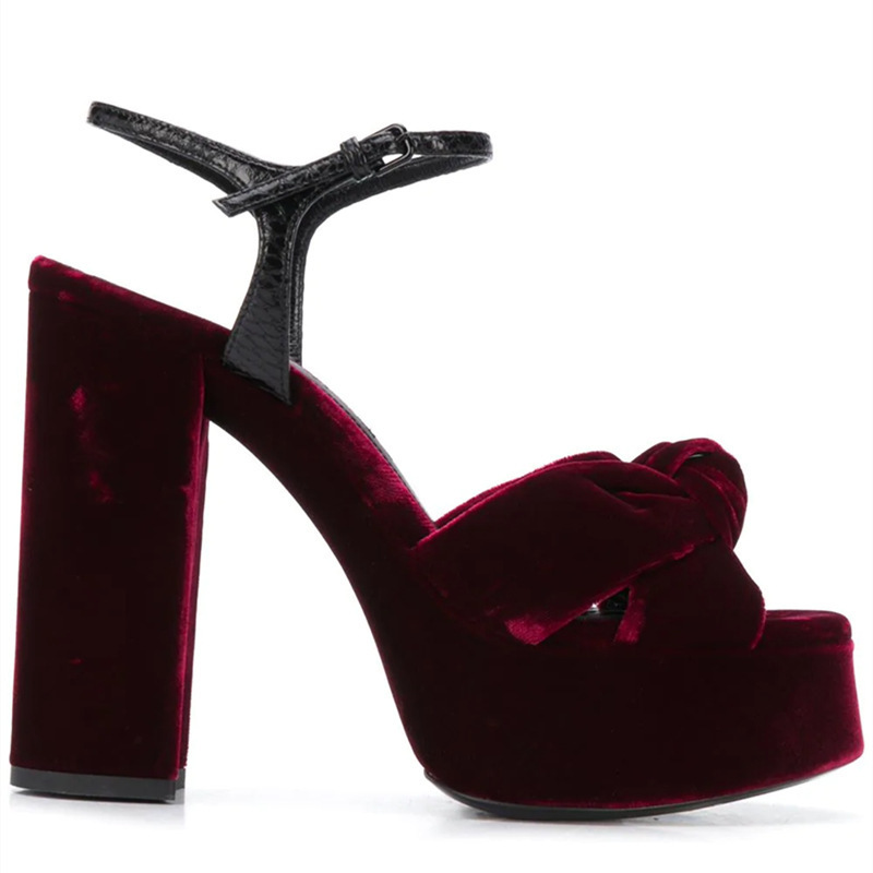 Bordo Kadife Düğümlü Peep Toe  - Women'S Shoes Burgundy incelemesi ve fiyatı