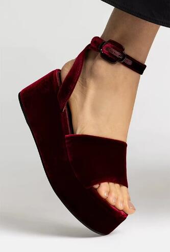 Bordo Kadife Yuvarlak Burnu Aç - Women'S Shoes Burgundy incelemesi ve fiyatı