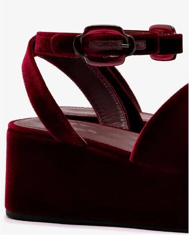 Bordo Kadife Yuvarlak Burnu Aç - Women'S Shoes Burgundy incelemesi ve fiyatı