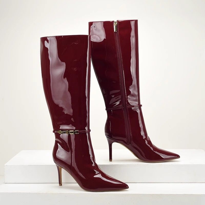Şarap Kırmızısı Tokalı Diz Üst - Women'S Shoes Burgundy incelemesi ve fiyatı